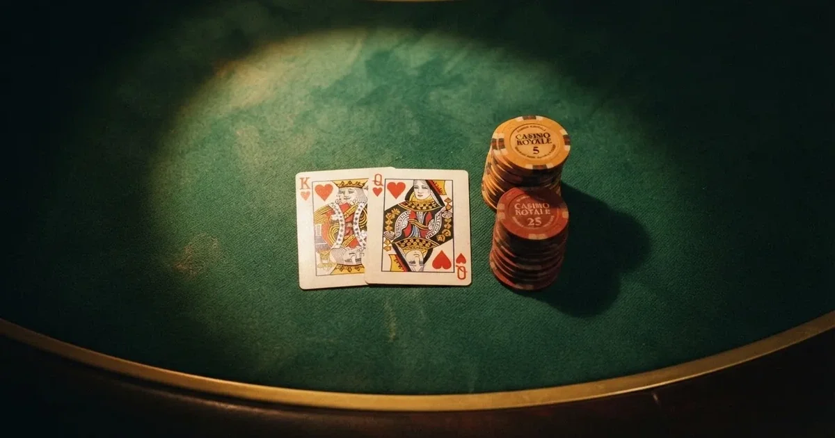 Opplyst spillebord med kort, sett ovenfra — live roulette in norway